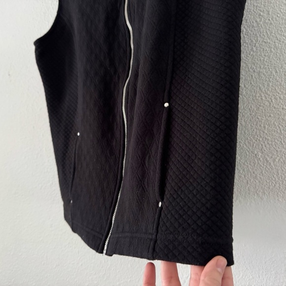 Karen Scott Quilted Vest Sport Womens Fleece Black Jacket Medium Full Zip - Picture 3 of 12